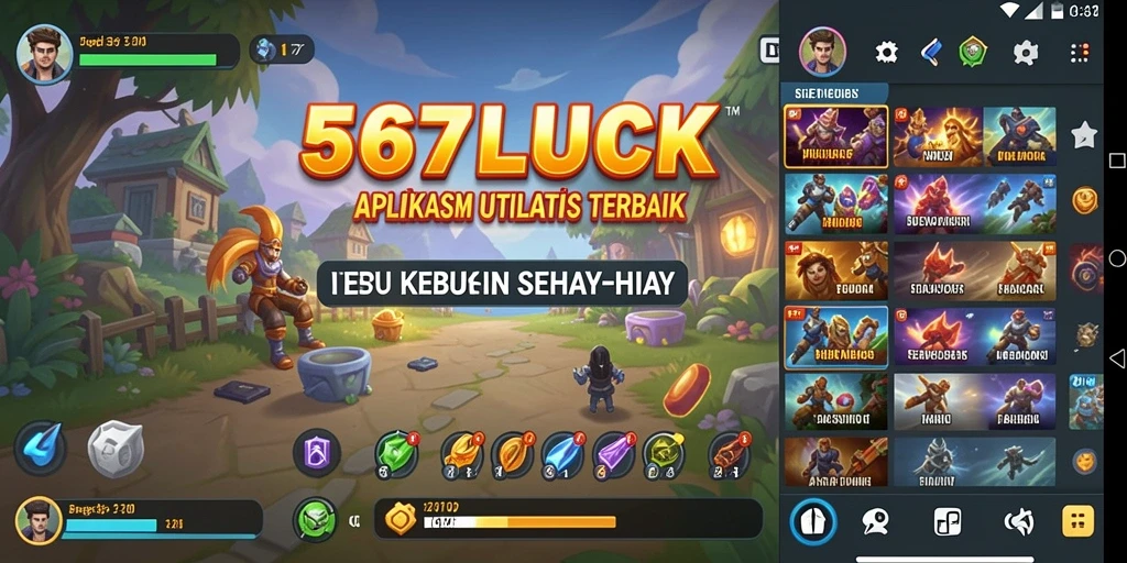 Tampilan utama aplikasi 567LUCK dengan fitur utilitas yang intuitif.