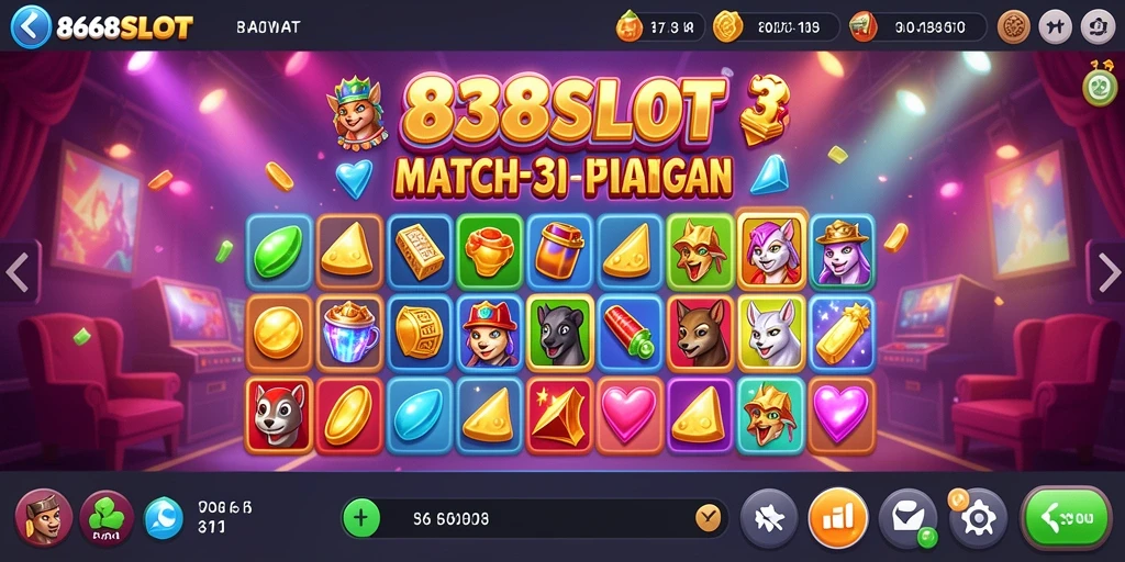 Tampilan gameplay seru dalam 8368SLOT dengan elemen Match-3.
