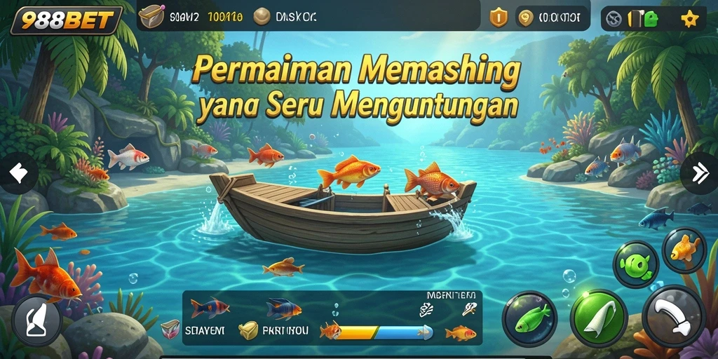 Tampilan gameplay seru dalam 988BET saat memancing ikan besar.