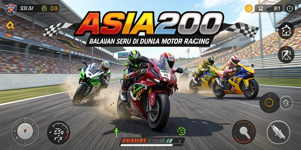 Gameplay <strong>ASIA200</strong> yang mendebarkan saat balapan di trek.