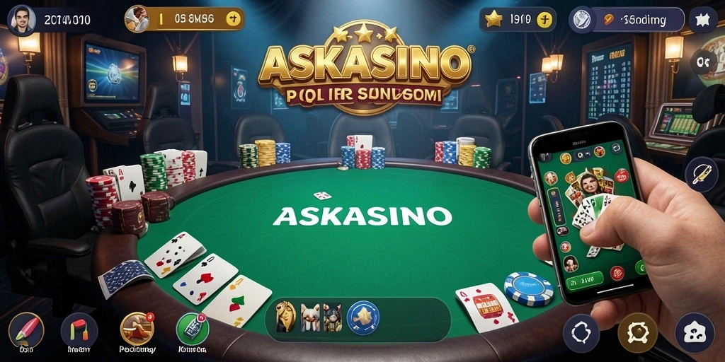 Screenshot gameplay ASKASINO dengan suasana poker yang menegangkan.