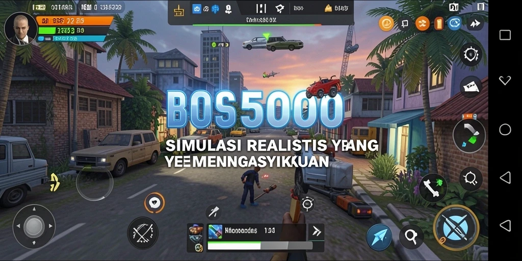 Screenshot utama BOS5000 menampilkan gameplay simulasi yang seru.