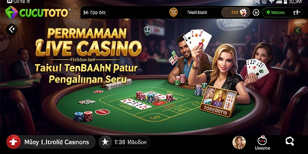 Tampilan gameplay CUCUTOTO dengan dealer langsung di meja permainan.
