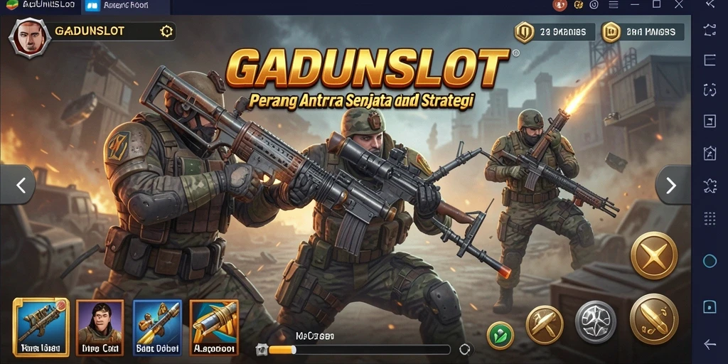 Tampilan permainan GADUNSLOT menampilkan aksi tembak-menembak yang menegangkan.