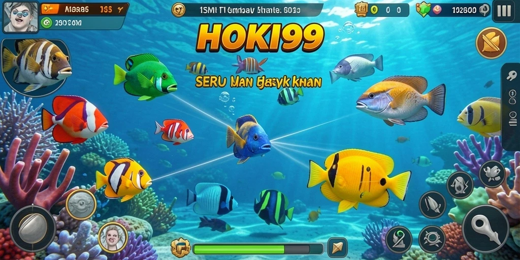 Tampilan gameplay HOKI99 dengan aksi tembak ikan yang seru.
