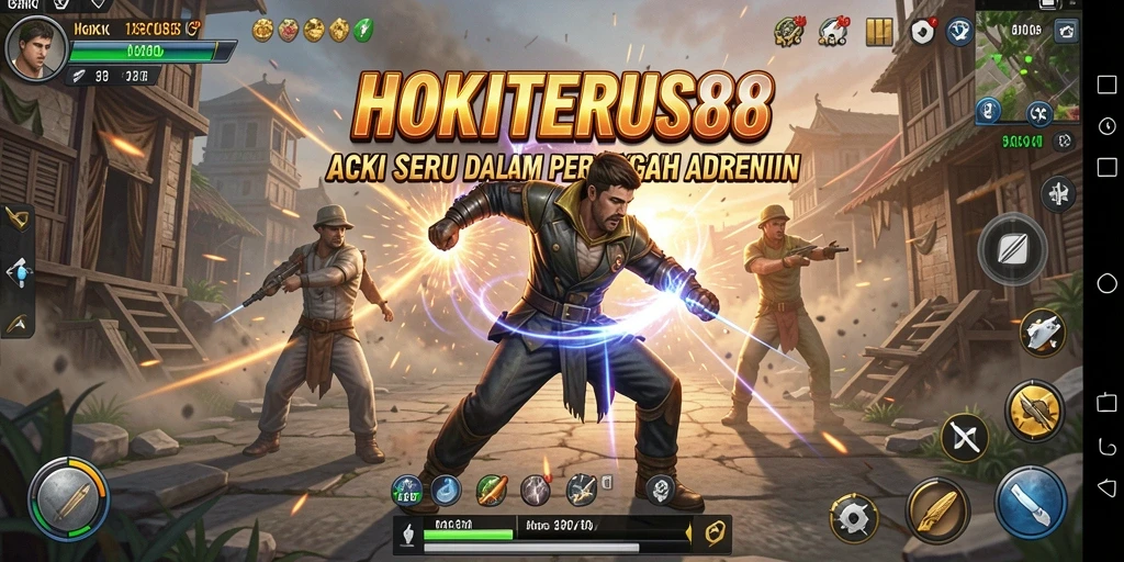 Tampilan gameplay HOKITERUS88 dengan aksi seru dan karakter dinamis.
