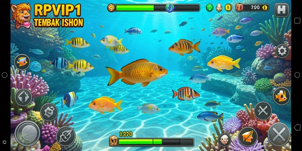 Tampilan gameplay RPVIP1 yang menarik saat menembak ikan.