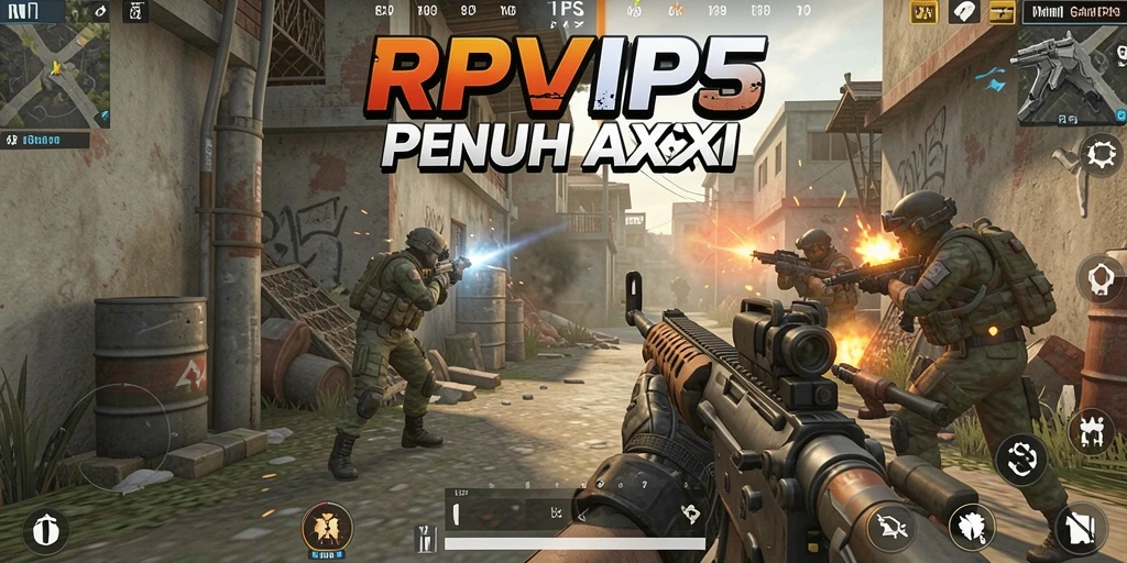 Tampilan gameplay RPVIP5 yang intens dan menguji keterampilan menembak.