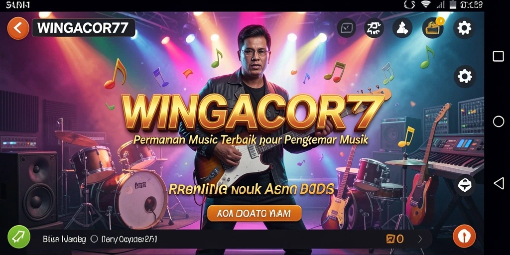Gameplay interaktif WINGACOR77 dengan alat musik virtual.
